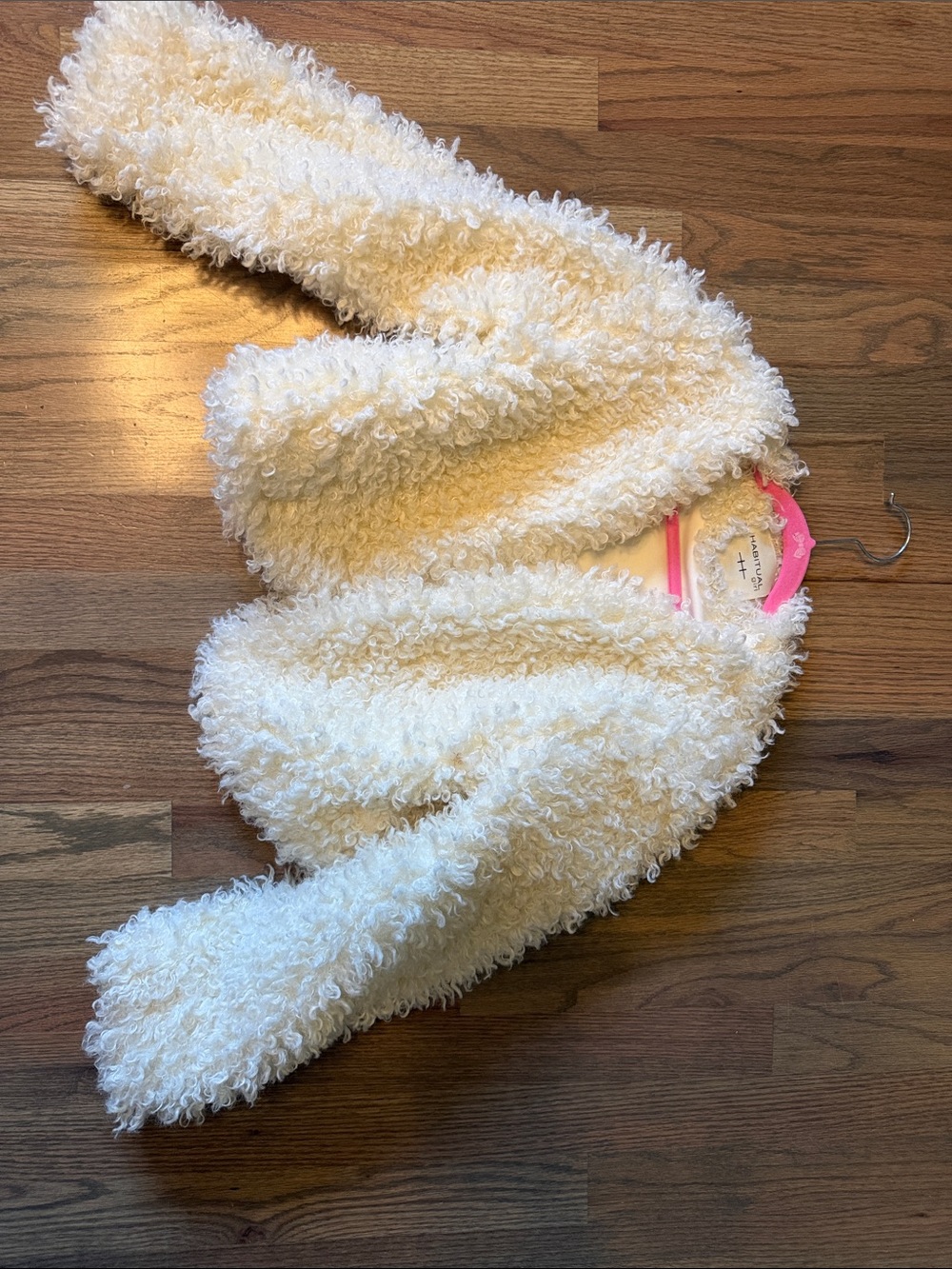 Habitual Girl (Nordstrom) Cozy Ivory Faux-Sherpa Girls Shaw